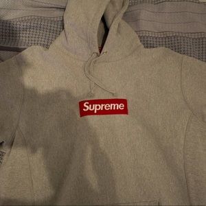 Grey supreme box logo hoodie